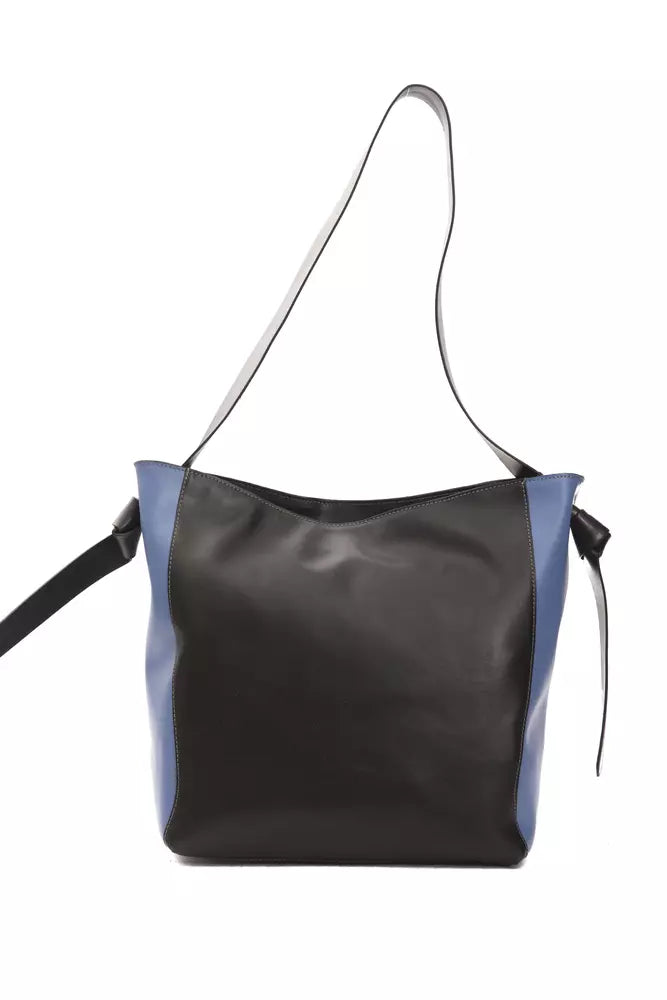 Chic Black Leather Shoulder Bag with Logo Lining