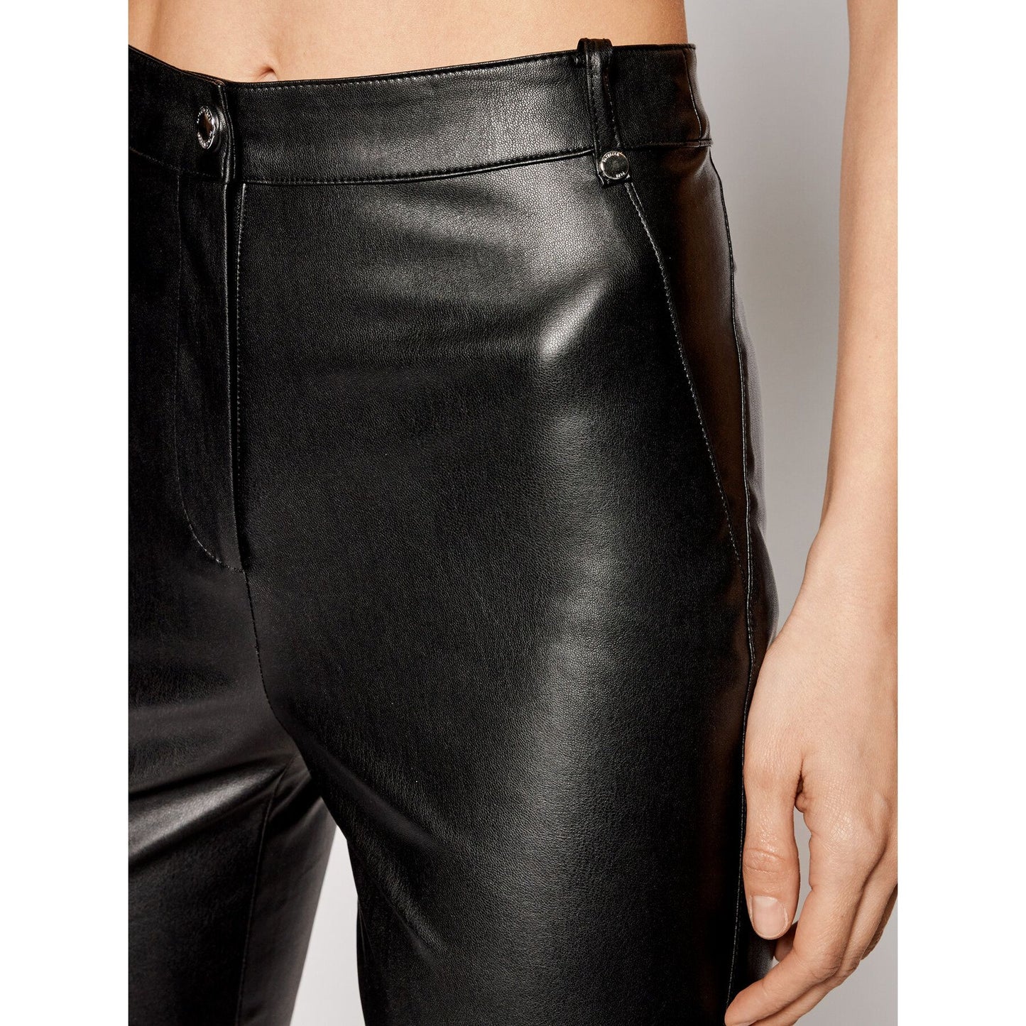 Chic Faux Leather Trousers with Zip Detail