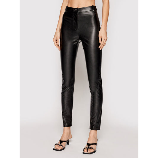 Chic Faux Leather Trousers with Zip Detail