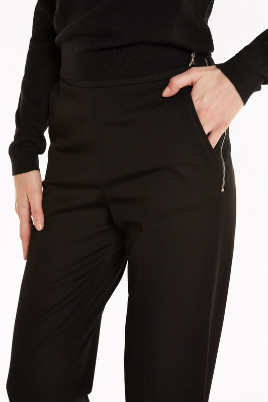 Elegant Viscose Trousers with Side Zip