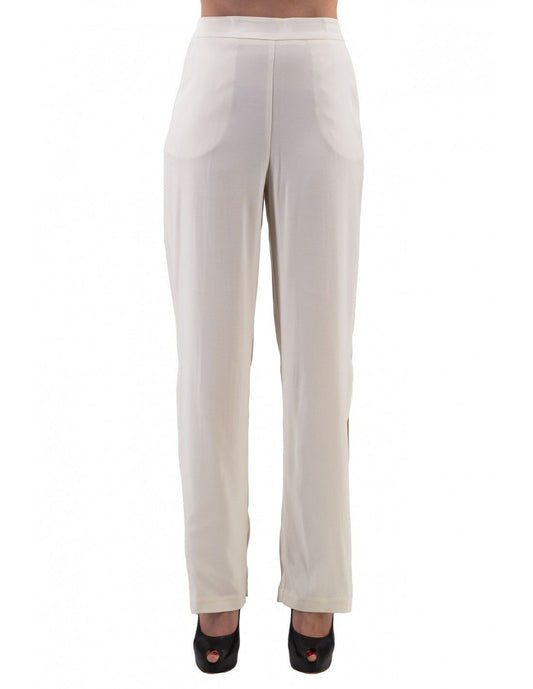 Elegant High Waisted Wide Trousers with Slits