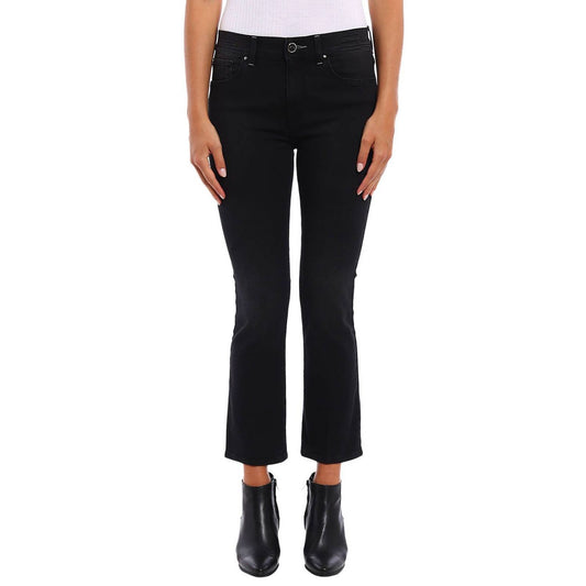 Elegant Elasticized Black Denim Jeans
