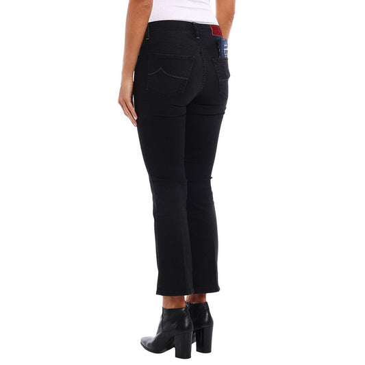 Elegant Elasticized Black Denim Jeans