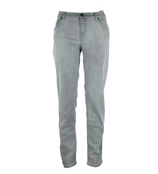 Elegant Grey Elasticized Denim Jeans