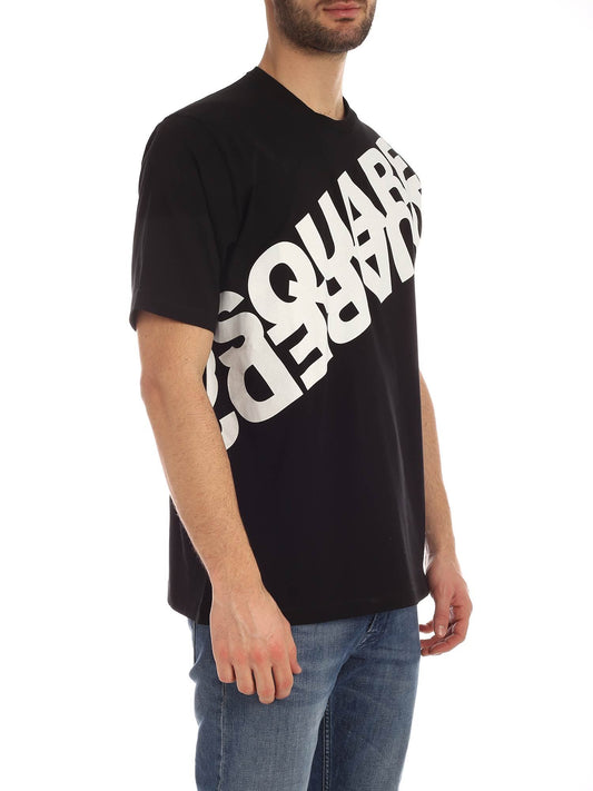 Sleek Black Cotton Tee with Iconic Front Print