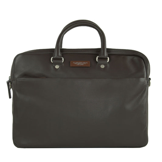 Refined Bovine Leather Briefcase - Manhattan Zipper