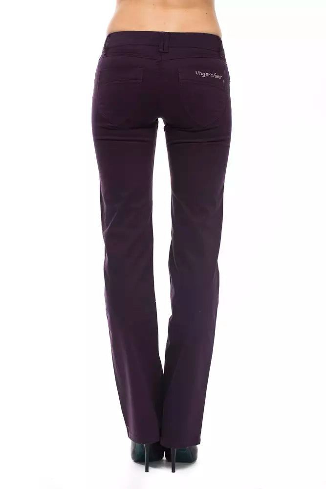 Elegant Purple Slim Pants with Chic Detailing