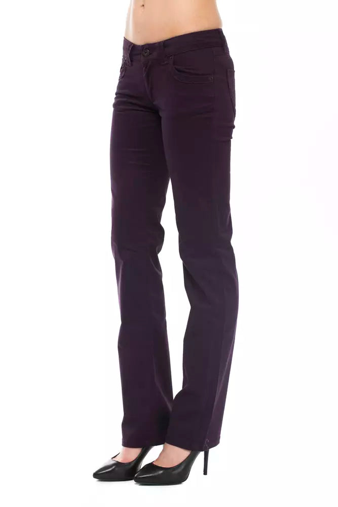 Elegant Purple Slim Pants with Chic Detailing