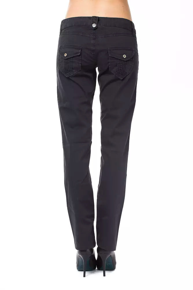 Chic Blue Cotton Blend Pants - Flawless Fit & Style