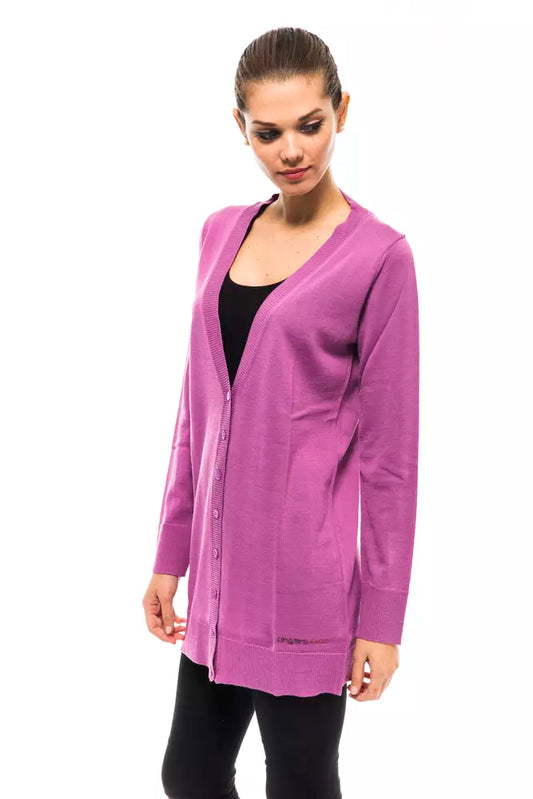 Violet Long Cardigan with Chic Logo Detail
