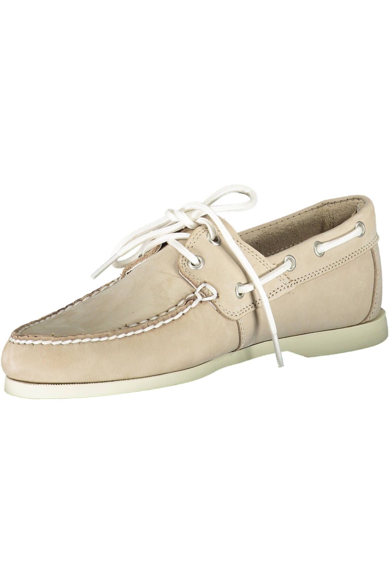 Chic Beige Leather Lace-Up Shoes with Contrasting Sole
