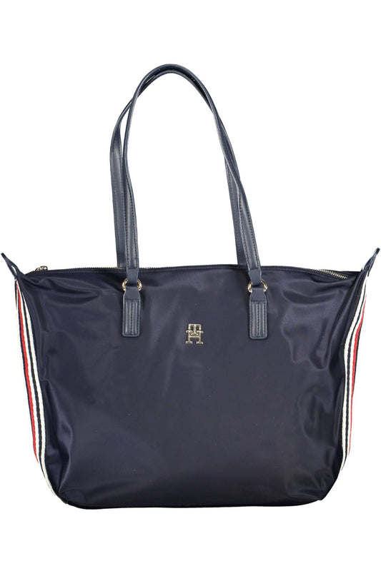 Chic Blue Recycled Nylon Zip Handbag