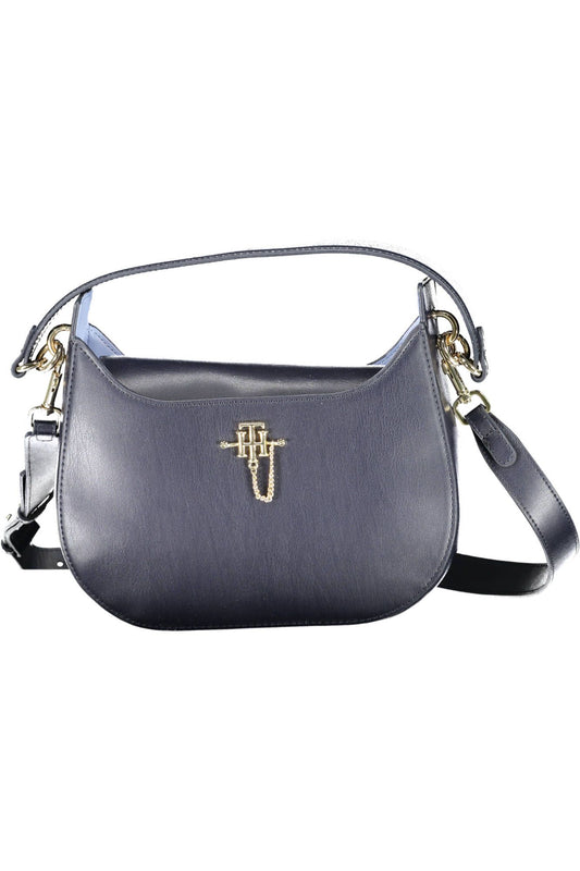 Chic Blue Magnetic Handbag with Contrasting Details