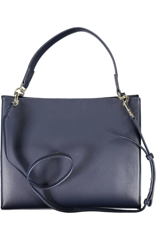 Chic Blue Polyurethane Handbag with Logo