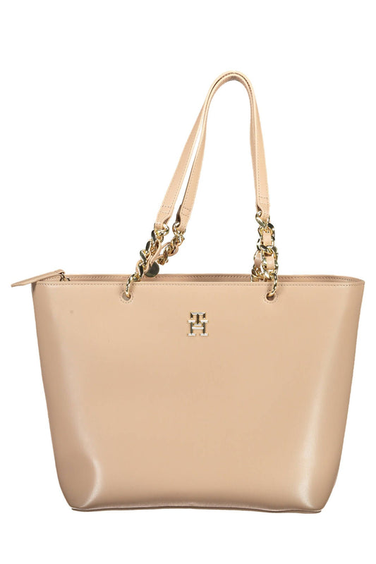 Chic Pink Shoulder Tote with Contrasting Details