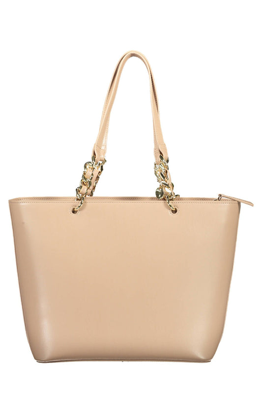 Chic Pink Shoulder Tote with Contrasting Details