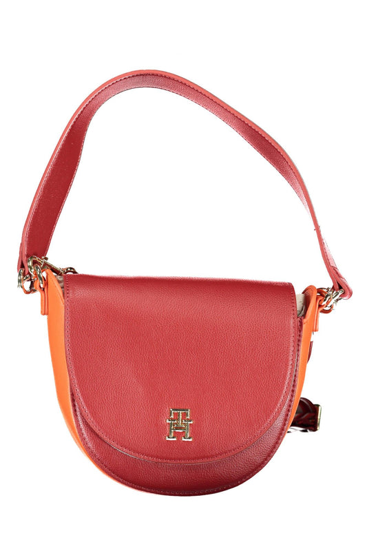 Chic Red One-Handle Satchel with Contrasting Details
