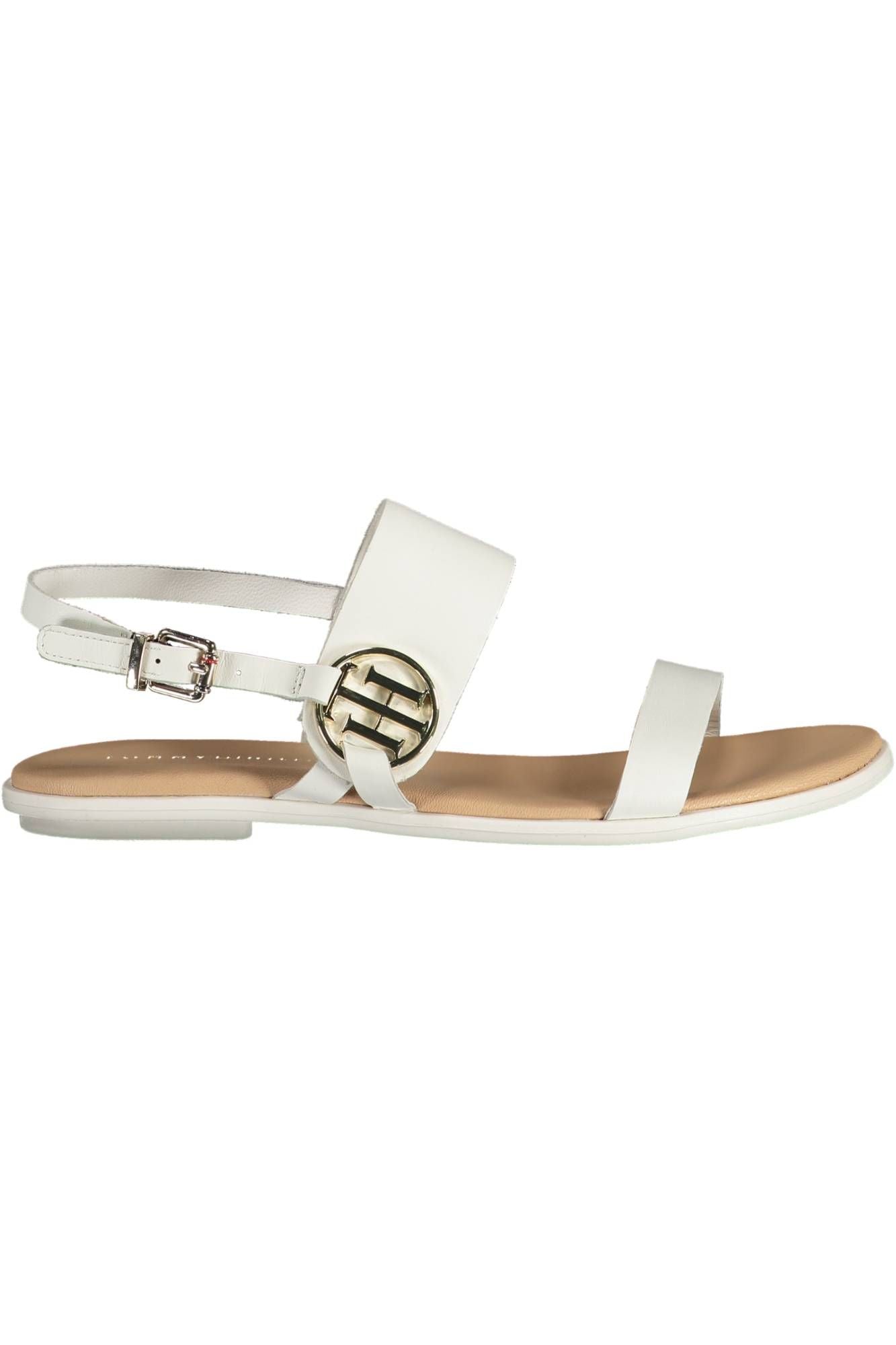 Chic Ankle Strap White Leather Sandals