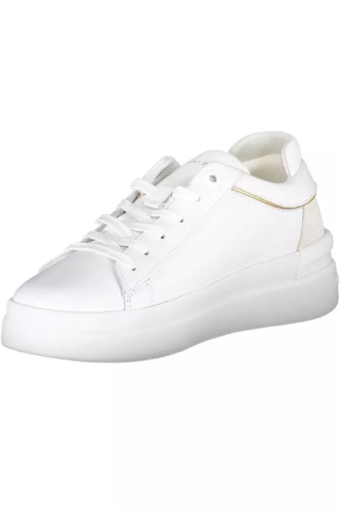 Chic White Lace-Up Sneakers with Logo Detail