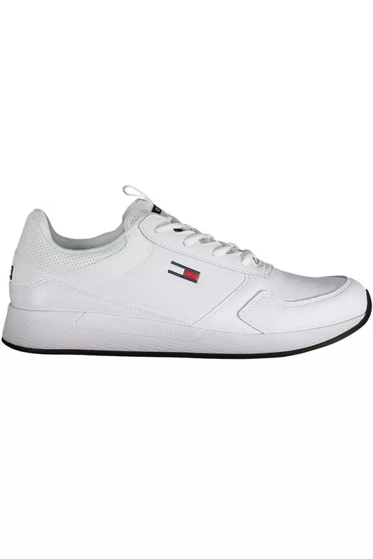 Sleek White Lace-Up Sneakers with Logo Detail