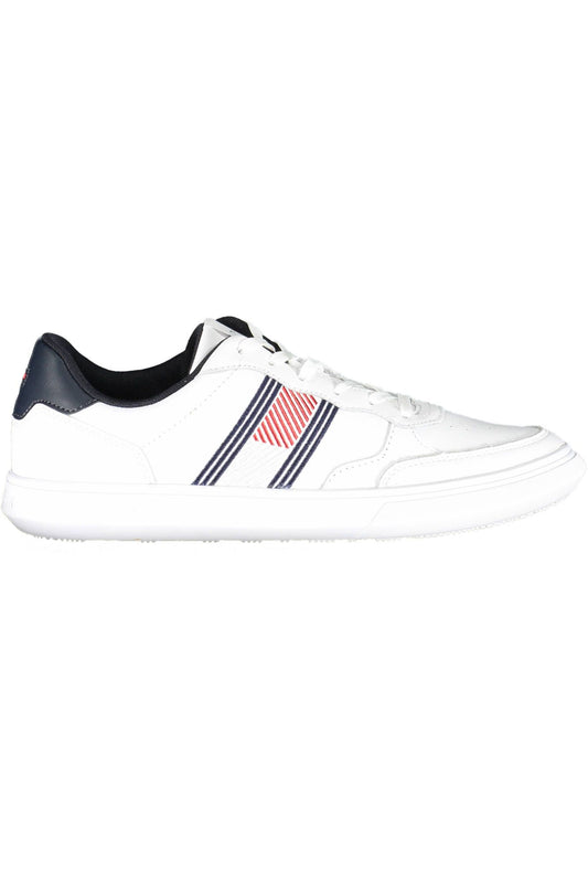 Sleek White Leather Sneakers with Embroidery Detail
