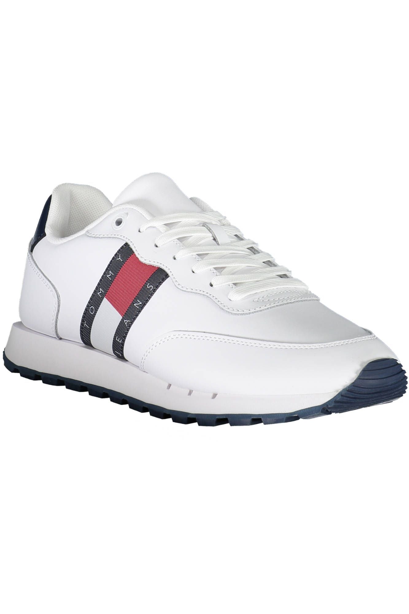 Sleek White Lace-Up Sports Sneakers