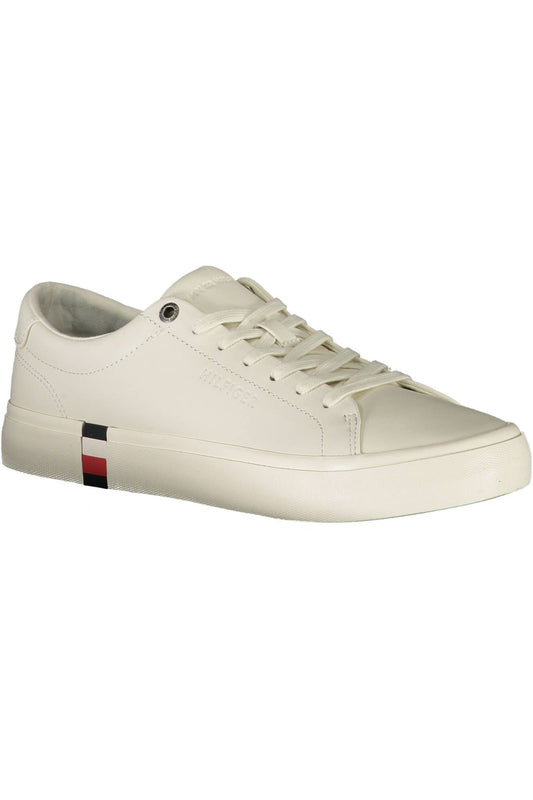 Elegant White Lace-Up Sneakers with Logo Detail
