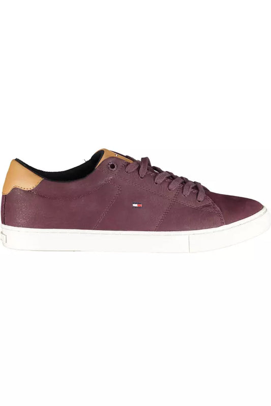 Purple Lace-Up Sneakers with Contrast Sole