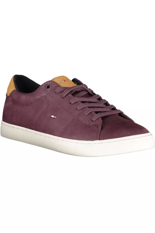 Purple Lace-Up Sneakers with Contrast Sole
