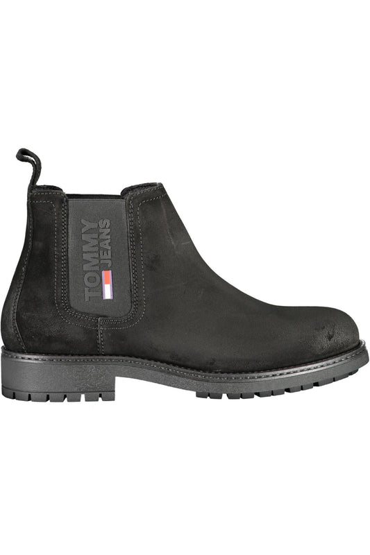 Sleek Black Ankle Boots with Iconic Logo