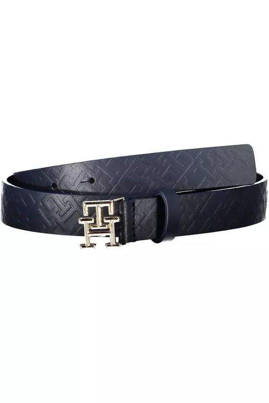 Elegant Blue Leather Belt with Metal Accents