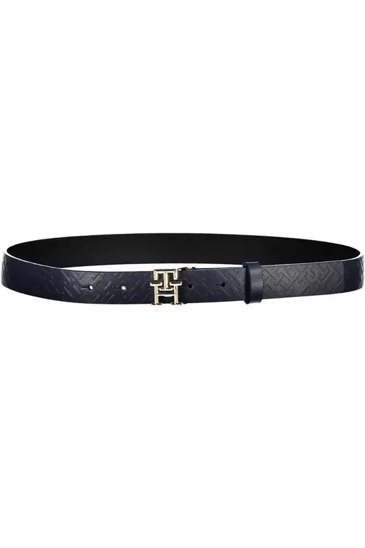 Elegant Blue Leather Belt with Metal Accents