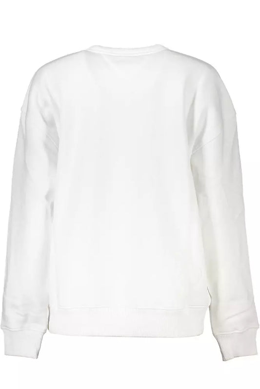 Elegant White Fleece Crew Neck Sweater