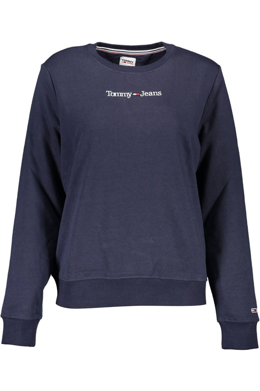 Chic Blue Crew-Neck Sweater with Embroidered Logo