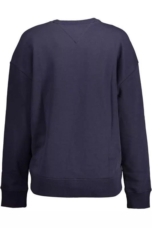 Elegant Blue Long-Sleeved Embroidered Sweatshirt