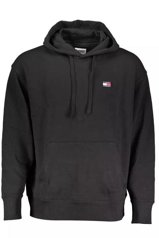 Sleek Hooded Cotton Sweatshirt in Black