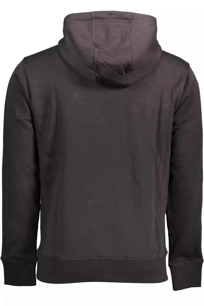 Sleek Black Hooded Embroidered Sweatshirt