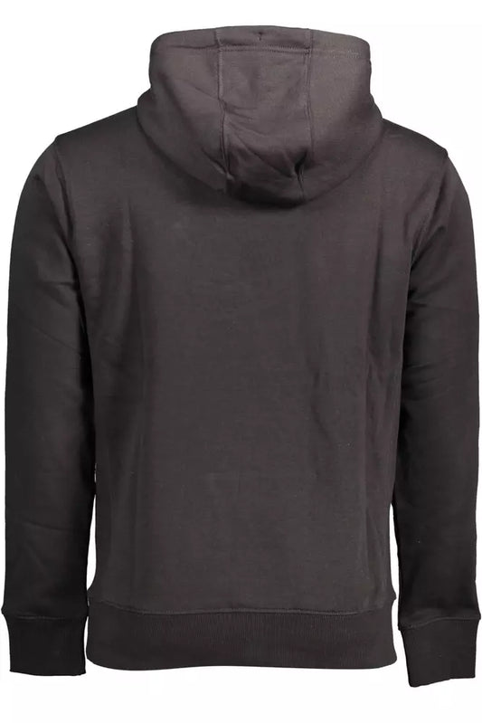 Sleek Black Hooded Embroidered Sweatshirt