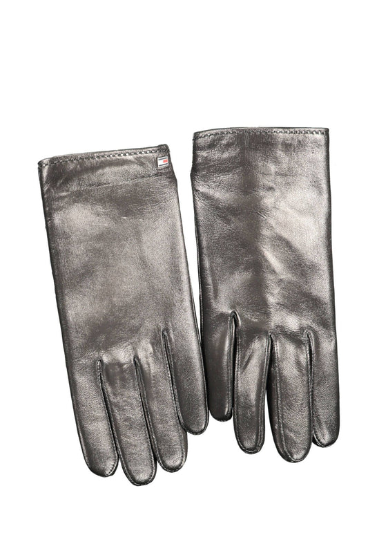 Elegant Padded Black Leather Gloves