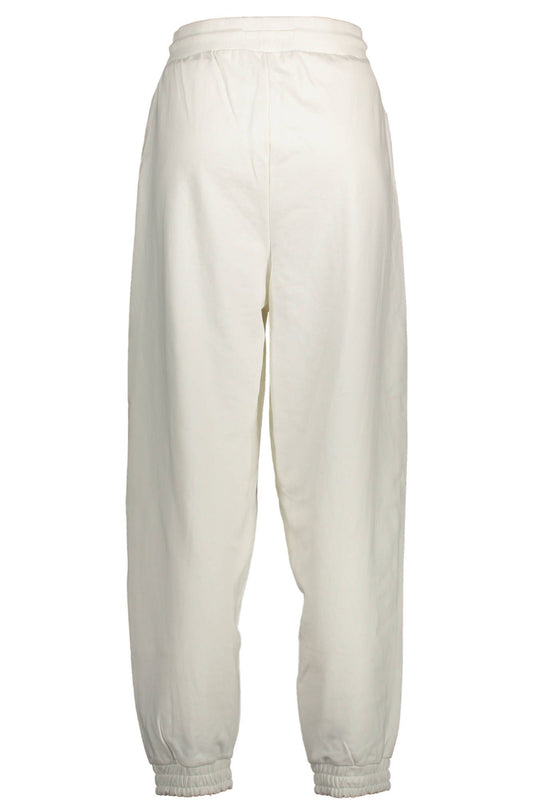 Chic White Casual Trousers with Embroidered Logo