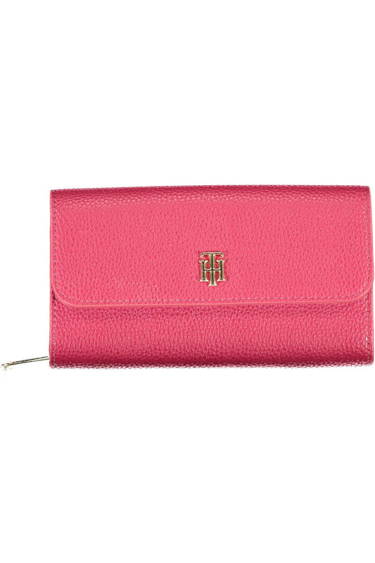 Elegant Red Polyurethane Wallet with Coin Purse