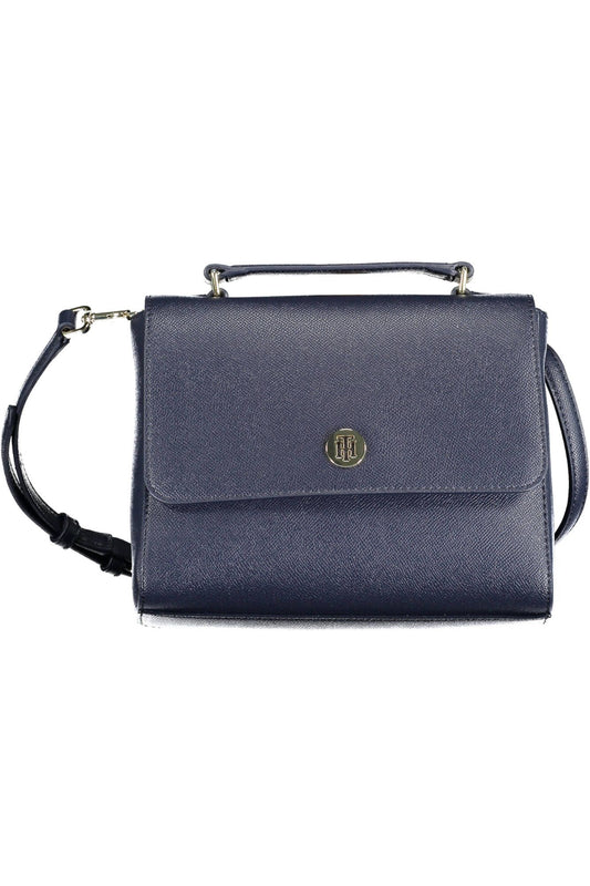 Elegant Blue Shoulder Handbag with Logo Accent