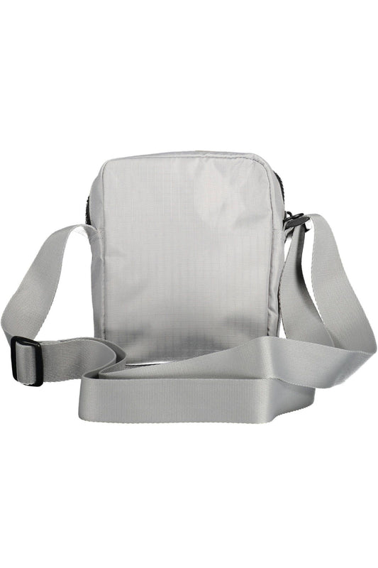 Sleek Gray Shoulder Bag with Logo Detail