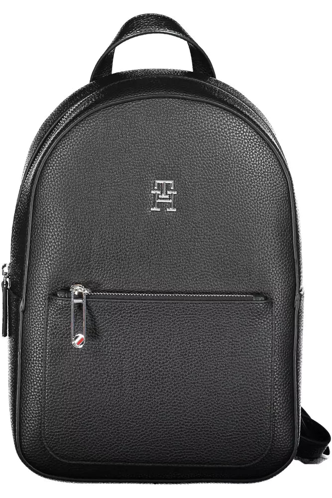 Elegant Black Backpack with Sleek Logo Detail