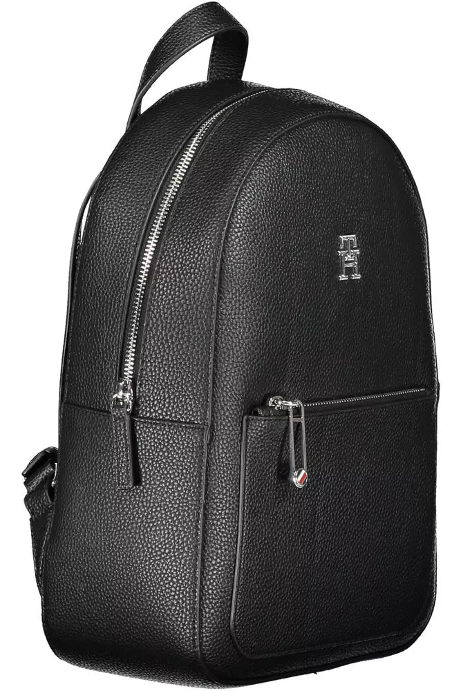 Elegant Black Backpack with Sleek Logo Detail