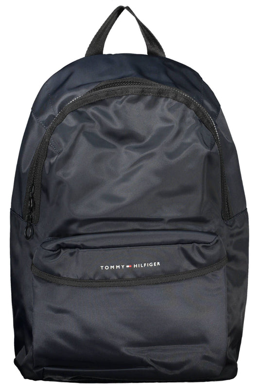Eco-Conscious Blue Backpack with Logo Print