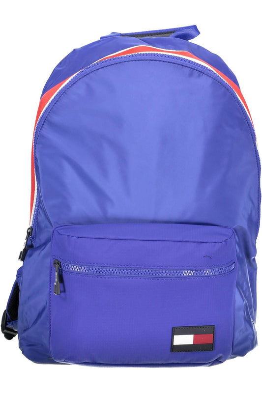 Sleek Blue Nylon Backpack with Laptop Pocket