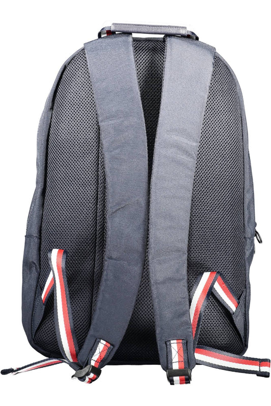 Chic Blue Recycled Backpack with Laptop Compartment
