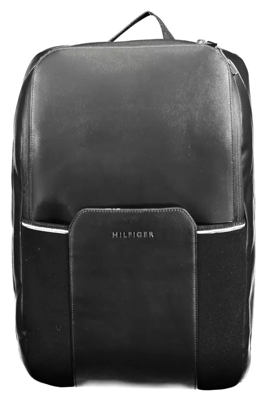Sleek Urban Black Backpack with Contrast Details