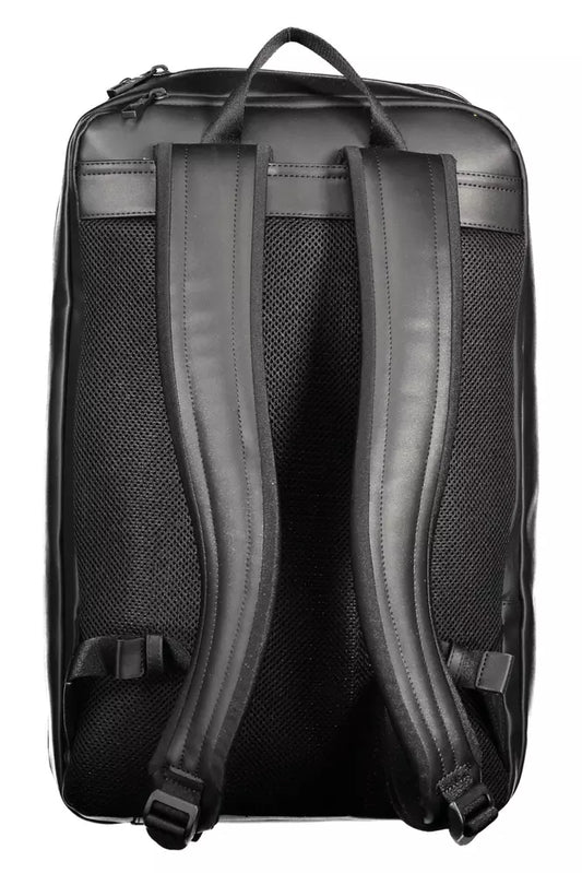 Sleek Urban Black Backpack with Contrast Details